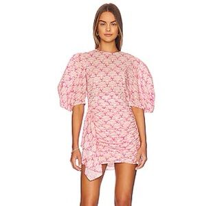 RHODE Pia Dress Lotus Block Hot Pink Mini Dress